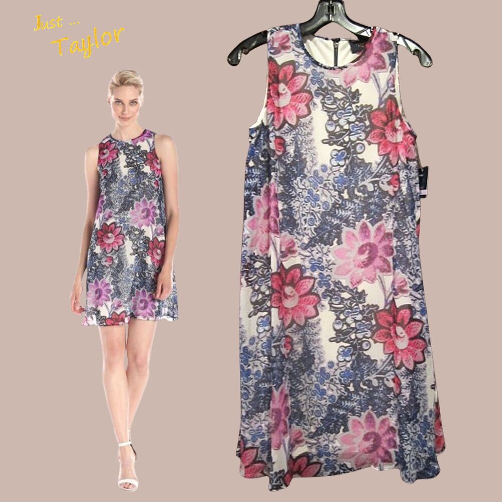 Just … Taylor NEW Cottagecore Floral Cut Armhole Mini Swing Dress 6